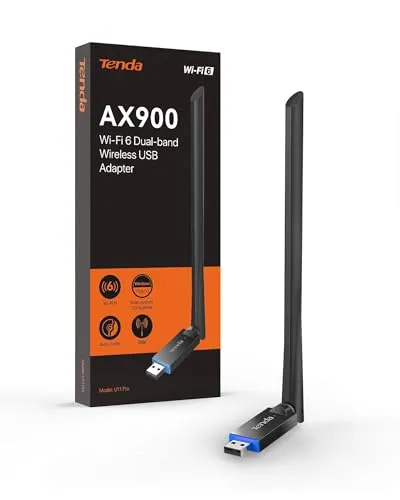 Tenda USB WLAN Stick Adapter für PC, AX900 Dualband 5G/2.4G, 6dBi Hochleistungsantenne, Soft-AP, MU-MIMO, WPA2, Windows 7/10/11, U11 Pro