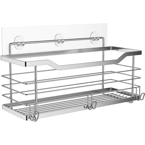 Oriware Duschablage ohne Bohren Selbstklebend Duschkorbe Wandablage Badezimmer Caddy Badregal SUS304 Edelstahl - 31 x 11.5 x 12 cm