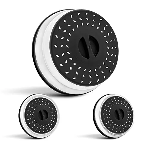 Colonel Cook Faltbare Mikrowellenabdeckung |26 cm Faltbarer Silikondeckel & Dampfablass für Teller, Schüsseln - Lebensmittel-Sieb zum Waschen von Gemüse, Obst -Schwarz