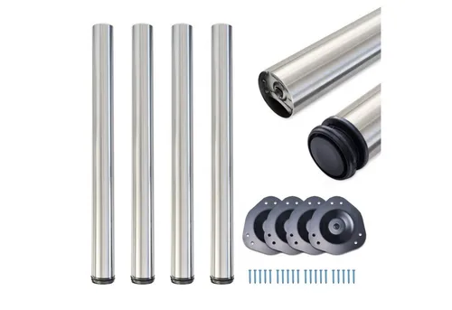 sossai® Standard Tischbeine STBGS | Höhenverstellbar aus Edelstahl - Hochwertige Möbelfüße mit zeitlosem Design, höhenverstellbar von 71-73 cm, inklusive Montagezubehör für einfache Installation.