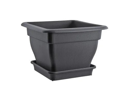 BURI Pflanzkübel XXL 60x60 - idealer Blumentopf mit Wasserspeicher - Garten-Zubehör, 70 L Volumen, aus langlebigem Kunststoff in Anthrazit für optimale Pflanzenpflege.
