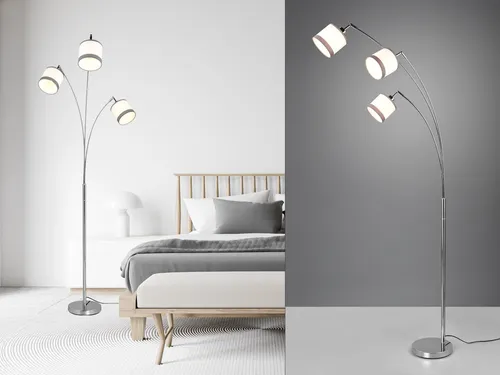 Moderne 3-flammige LED Stehlampe für Wohnzimmer - Elegante LED Stehlampe mit 185 cm Höhe und dimmbaren E14 Leuchtmitteln. Ideal für stilvolle Akzente im Wohnzimmer oder Schlafzimmer. Fußschalter für einfache Bedienung.