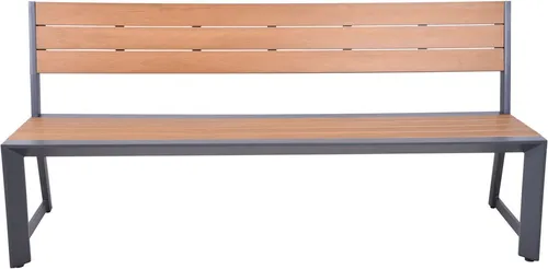 Bank SILEA - Gartenbank aus pulverbeschichtetem anthrazitfarbenem Aluminium, stilvoll und robust, ideal für den Outdoor-Bereich mit natürlicher Optik durch Non-Wood-Elemente.