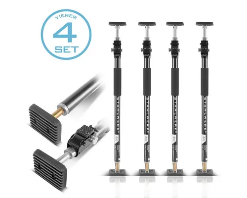 STAHLWERK Montagestütze MH-115 ST 4er Set - Gerüste mit 40 kg Tragkraft, ideal für präzises Spannen und sichere Abstützung dank robuster Bauweise und flexibler Anwendungshöhe von 66-115 cm.