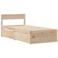 vidaXL Massivholzbett 75x190 cm aus Kiefernholz - Modernes Bettgestell mit Stauraum durch Schubladen, aus stabilem Kiefernholz gefertigt – ideal für ein rustikales Schlafzimmer.
