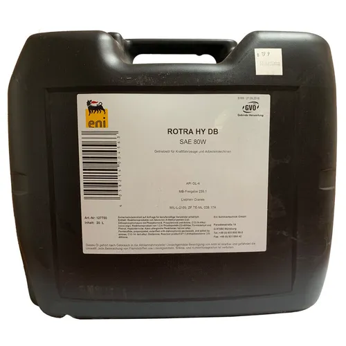 ENI Rotra HY DB SAE 80W 20 L Getriebeöl MB Freigabe 235.1 API GL-4 Leuendorff