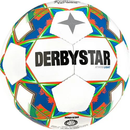 Derbystar Atmos Light AG v23 - Jugend-Trainingsball - Trainingsbälle für Fußball. Handgenäht, ideal für Kunstrasen. Sehr strapazierfähig mit weichem Ballkontakt und nur 350 g - perfekt für E- und D-Jugend.