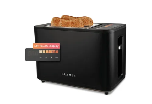 KLAMER Toaster mit Brötchenaufsatz - Hochwertiger 2-Scheiben-Toaster mit 6 Bräunungsstufen und Brötchenaufsatz, perfekt für ein individuelles Frühstück.