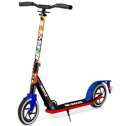 Hurtle Cityroller – Klappbarer Scooter für Kinder und Erwachsene - Roller/Kickboards mit verstellbarem T-Bar-Lenker (84-98cm) und großen 20,3cm Rädern für sanftes Fahren. Ideal für Kinder ab 8 Jahren und Erwachsene, leicht und faltbar für einfache Handhabung.