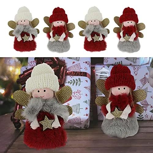 Cepewa Dekoengel 4er Set | H11cm zum Aufstellen Metall Polyester | Weihnachtsengel Weihnachtsdeko (4er Dekoengel)