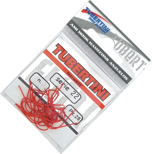Tubertini Haken Serie 22 rot - 25 Forellenhaken, Größe:6