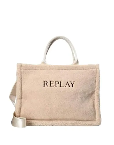 Replay Shopper Tasche 39 cm beige - Stylische Handtasche mit großzügigem Platzangebot, perfekt für den Alltag oder Shopping-Trips.