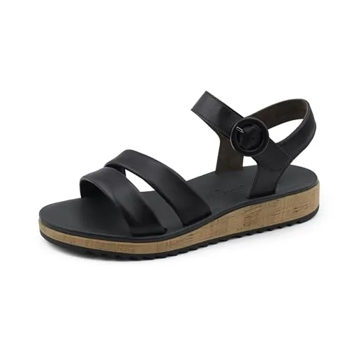Paul Green Damen Sandaletten - Bequeme Sommerschuhe für jeden Anlass - Wanderschuhe: Bequeme flache Sandaletten aus Leder mit rutschfester TPU-Sohle, ideal für entspannte Sommertage.