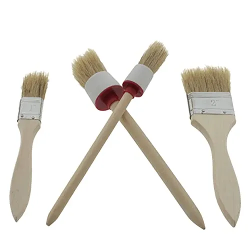 der kleine Handwerker Pinsel Set 4 TLG Rundpinsel und Flachpinsel für Farben und Lacke mit Synthetik Borsten und Holzgriff
