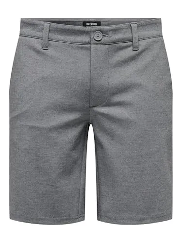 ONLY & SONS MARK SHORTS - Chinoshorts in Medium Grey Melange - Modische Chinoshorts aus 64% Viskose, ideal für lässige Sommerlooks. Mit Eingrifftaschen und gerader Beinform für hohen Tragekomfort.