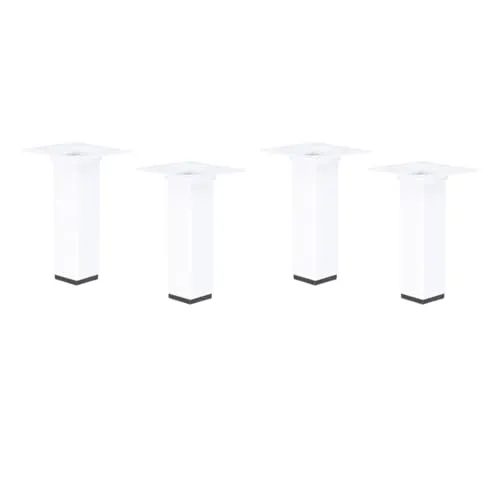 MS Beschläge Möbelfuss Weiss Eckig 25x25mm Möbelbein Tischbein Einzeln oder 4er Set Möbelstempel Couchfuss Möbelstütze (4, 100mm)