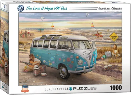 Puzzle 1000 Teile Puzzle - Puzzle - Der Liebe & Frieden VW Bus, Puzzleteile