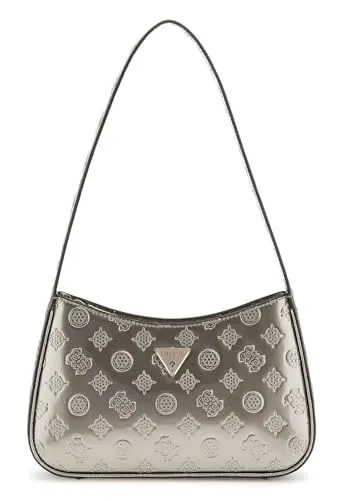 GUESS Damen Arnela Top Zip Shoulder Bag Umhängetasche - Damen-Schultertaschen mit 1 Reißverschlusstasche und 3 Kartenfächern, elegantes Design mit glänzenden goldfarbenen Beschlägen für stilvolle Aufbewahrung.