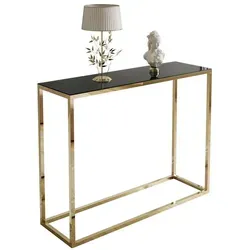 Lookway Konsolentisch MODERN GLASS mit goldfarbenem, verchromtem Gestell (1x Konsole), Breite 80/100 cm schwarz 100 cm