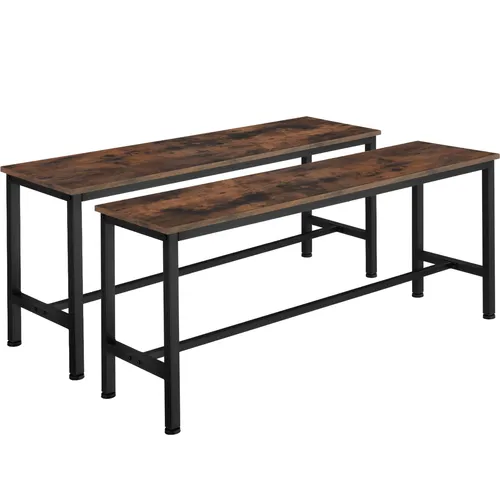tectake® 2X Sitzbank für Esszimmertisch - Industrial Style Holzbank - Esszimmer Sitzbänke im modernen Industrial Design, robust und pflegeleicht mit höhenverstellbaren Füßen für stabilen Sitzkomfort. Ideal für Küche, Esszimmer oder Flur.