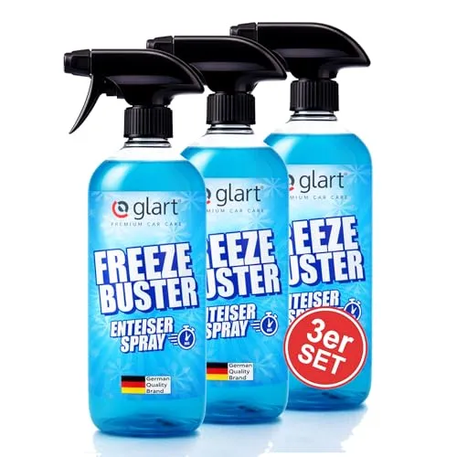Glart 45EE3 3er Set Freeze Buster Enteiserspray 500 ml – Auftauspray für Autoscheiben, Glas, Kunststoff und Polycarbonat – klare Sicht im Winter – sprühen, abwarten, abziehen