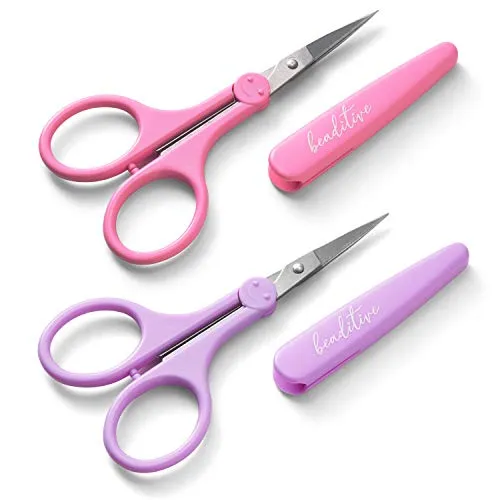 Beaditive high precision details schere set (2-pc) sharp, feine spitzen | papier schneiden, scrapbooking, nähen, basteln | edelstahl | schutzhülle (Pastellfarben)