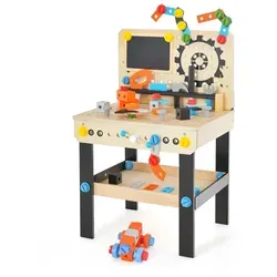 COSTWAY Kinderwerkbank aus Holz mit Tafel und Zubehör