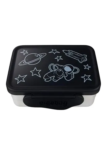 ergobag Edelstahl Brotdosen Set - 2er-Set in Schwarz - Lunchboxen aus Edelstahl, 100% BPA-frei, geschmacksneutral und ideal für die Schule. Perfekt für die Frischhaltung von Snacks!