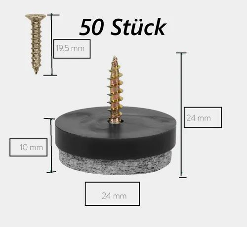Navaris Filzgleiter mit Schraube Stuhlgleiter