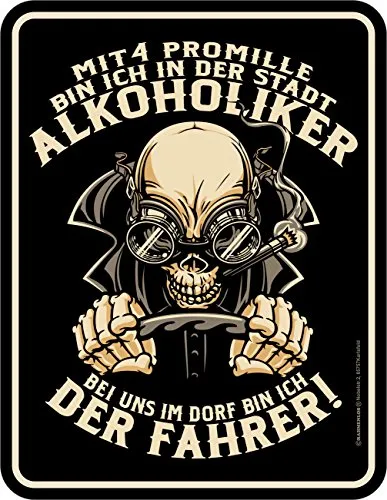 RAHMENLOS Original Blechschild für die trinkfeste Landjugend: Bei Uns im Dorf Bin ich der Fahrer!