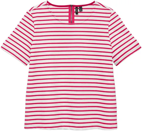 Vero Moda Rundhalsshirt VMABBY SS ZIP TOP JRS NOOS Materialmix, regular fit