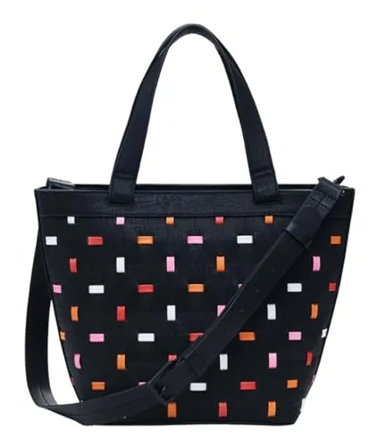 Desigual Damen 25SAXPC2 Bag_Fantasia VALDIVIA, Black - Stilvolle Clutch - Damen-Clutch mit durchbrochener Optik, Reißverschluss und zwei Griffen für einen eleganten Look. Ideal für besondere Anlässe.