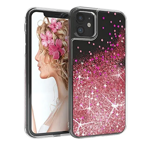 EAZY CASE Hülle kompatibel mit iPhone 11 Schutzhülle mit Flüssig-Glitzer, Handyhülle, Schutzhülle, Back Cover mit Glitter Flüssigkeit, TPU/Silikon, Transparent/Durchsichtig, Rosa