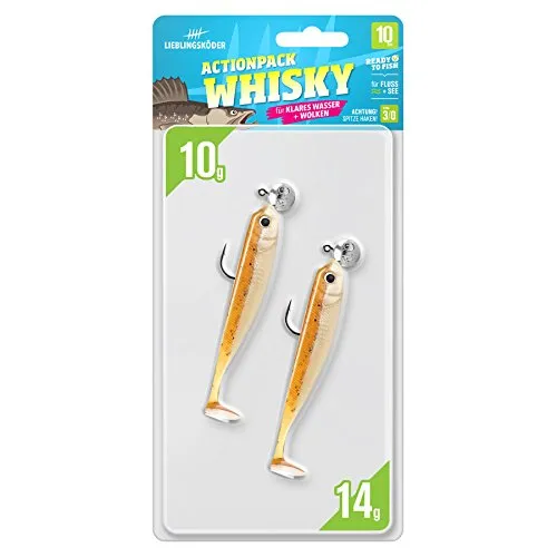 Lieblingsköder Actionpack 10cm - 2 montierte Gummifische, Farbe Lieblingsköder:Whisky
