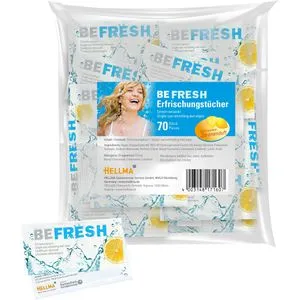 Hellma Erfrischungstücher Be Fresh, einzeln verpackt, mit Zitronenduft, 70 Stück
