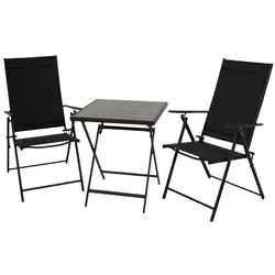 DEGAMO Bistroset MILANO 3-teilig – Stilvolle Gartensitzgruppe in Schwarz/Grau - Das DEGAMO Bistroset MILANO ist ideal für Balkon und Terrasse. Mit klappbaren Sessel und Tisch bietet es flexiblen Sitzkomfort und pflegeleichte Materialien – perfekt für kleine Räume und entspannte Stunden im Freien.