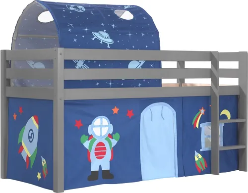 Spielbett >PINO< in Kiefer massiv grau lackiert - 210x114x106 (BxHxT)