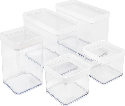 ROTHO Vorratsdose FERA 5tlg. Set - Hochtransparente Vorratsdosen mit Silikondichtungsring für optimale Frische. Ideal zur übersichtlichen Lagerung von Lebensmitteln und perfekt für Mehrpersonenhaushalte.