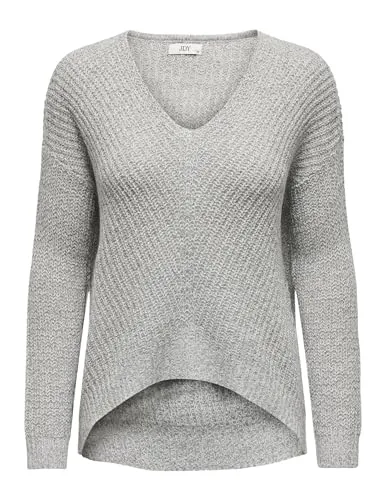 JDY Damen JDYNEW Megan L/S KNT NOOS Pullover, Cloud Dancer/Detail:W. Black PLY, S