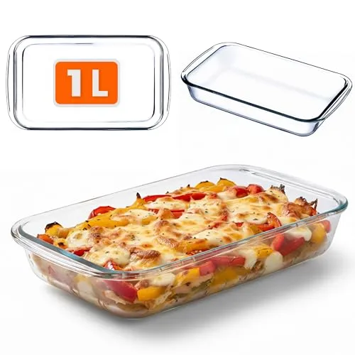 Kadax Rechteckige Auflaufform aus Glas, 1l – Ideal zum Braten