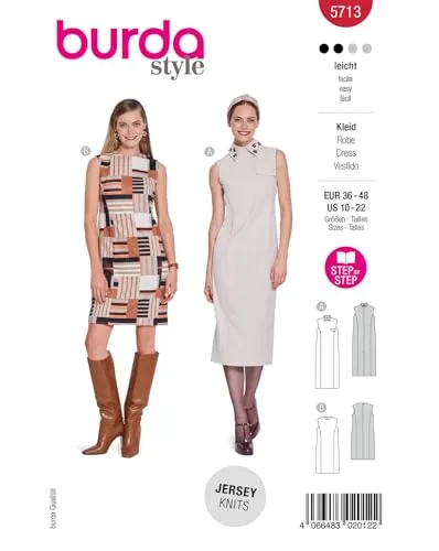 burda style Schnittmuster Damen elegante Shiftkleider #5713 Gr. 36-46