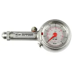 Flaig Reifendruckmesser 0-4 bar - Druckluftzubehör mit integriertem Ablassventil, ideal für präzise Reifendruckkontrolle und sicheres Fahren.