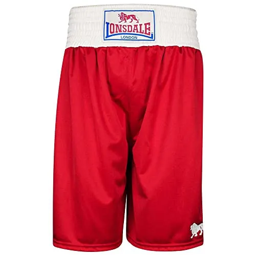 Lonsdale Amateur Boxing Trunks Kurze Hose Rot L - Stoffhosen für Amateurboxen mit breitem elastischen Bund für optimalen Sitz und Bewegungsfreiheit. Ideal für Training und Wettkampf, aus hochwertigem 100% Polyester.