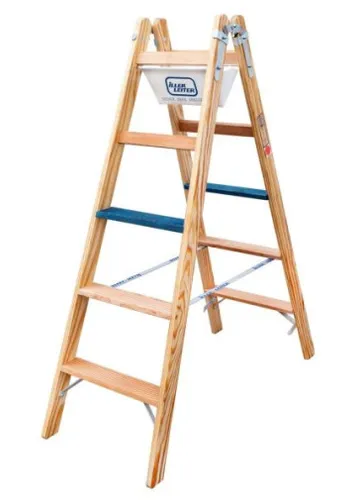 Ille Stehleiter Holz Stufen ERGO Plus 2x5 Stufen