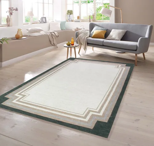 TeppichHome24 Teppich Teppich modern Orientteppich Wohnzimmer Teppich in creme, rechteckig, Höhe: 9 mm