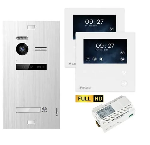 Balter EVO HD Video Türsprechanlage 1 Teilnehmer Silber 2x Mini Monitor 2-Draht