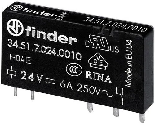 Finder Relais 34.51.7.012.0000 IP20 - Universalrelais mit 6 A Nennstrom, ideal für zuverlässige Schaltvorgänge in verschiedenen Anwendungen, monostabil und für DC-Betrieb bei 12 V geeignet.