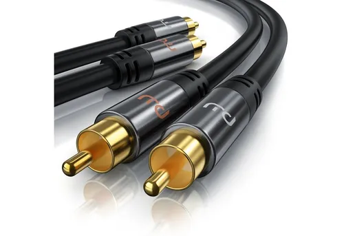 Primewire 2 x Cinch zu 2 x Cinch, AUX Eingänge, Metall Stecker vergoldet Audio-Kabel, Cinch, RCA (750 cm), Stereo-Cinch HiFi Audiokabel mehrfach geschirmt - 7,5m