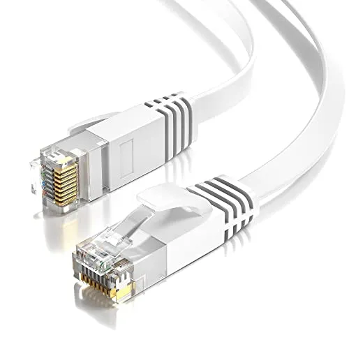JAMEGA – 0,5m Cat.6 Netzwerkkabel/Flachbandkabel Patchkabel Ethernet LAN / RJ45 Kabel Verlegekabel Flach in weiß | 1 Gbit/s | 250Mhz | kompatibel zu CAT.5 / Cat.5e / CAT.6