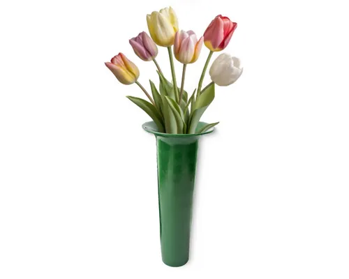 matches21 HOME & HOBBY Dekovase Grabvasen Einsatz Kunststoff wasserdicht grün 25 x 11 cm (1 St), Runder Vasen-Einsatz für Friedhofs-Vasen als Grabschmuck Grabdeko